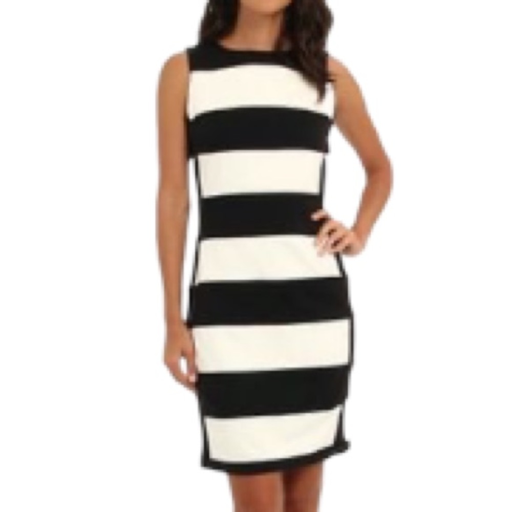 Calvin Klein Dress Striped Pencil Stretch Fit NEW